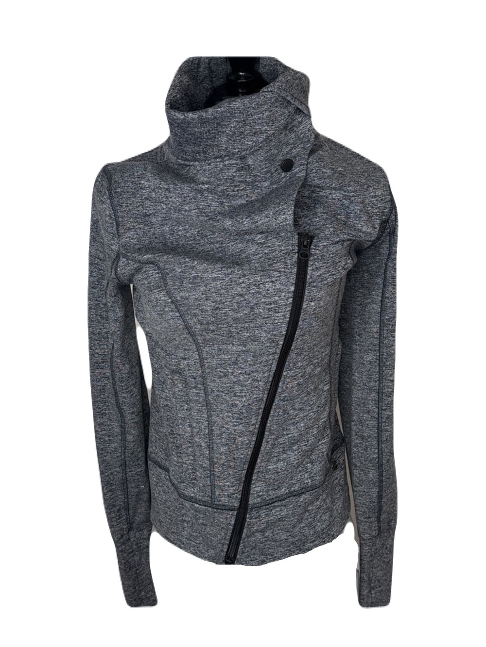 Lorna Jane Asymmetrical Zip Track Jacket Charcoal Gray S